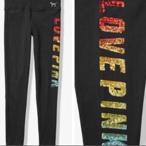 PINK Victoria's Secret bling rainbow ombré leggings NWT M